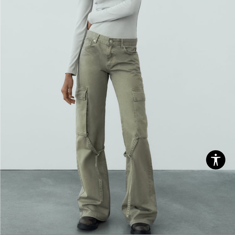 zara trf green cargo jeans